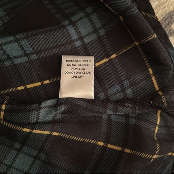 aliceblue x Stitch Fix L Green Black Gold Plaid Button Down Long Sleeve Blouse - Picture 13 of 13